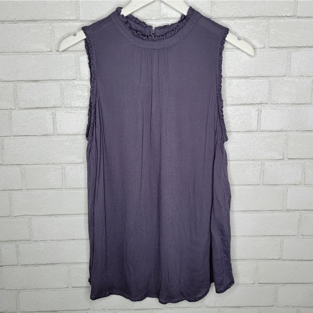 Torrid Slate Blue Mock Neck Sleeveless Blouse